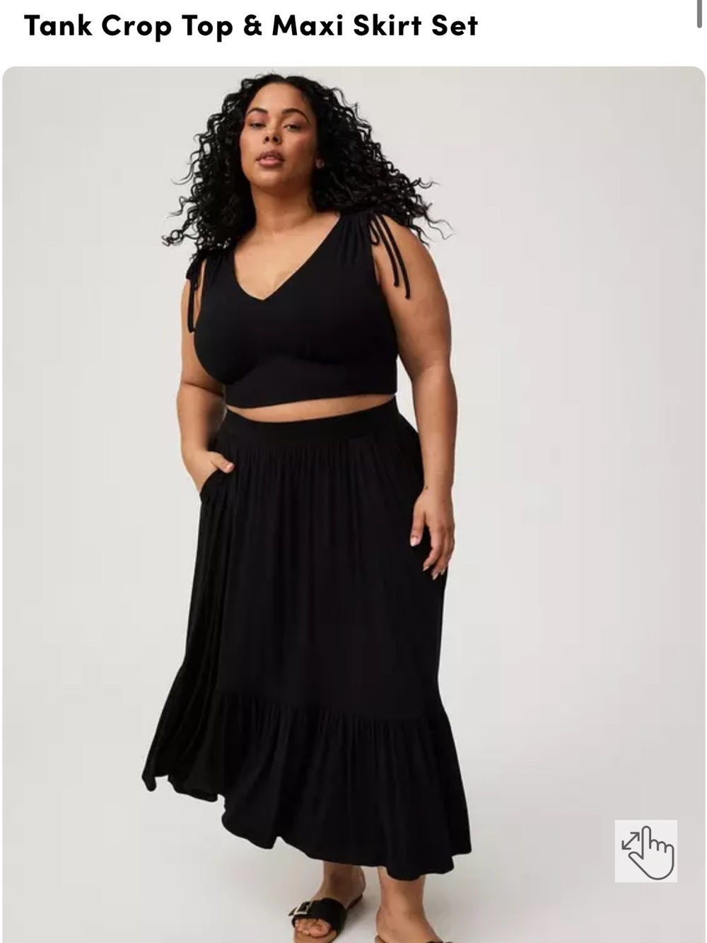Torrid NWT Black Tank Crop/Maxi Skirt Set
